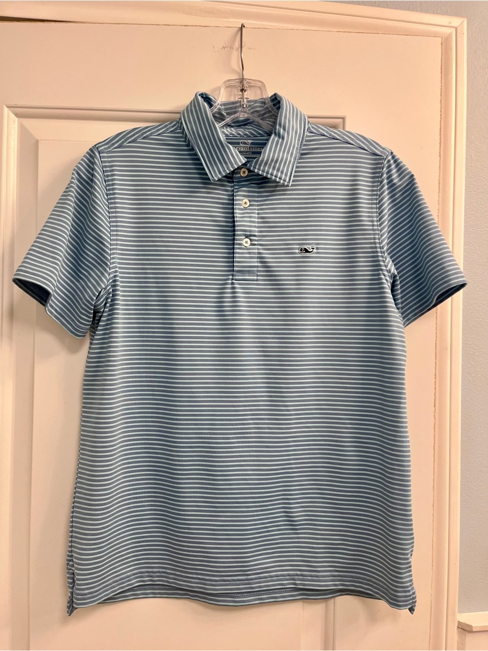 Vineyard Vines Light Blue & White Striped Polo